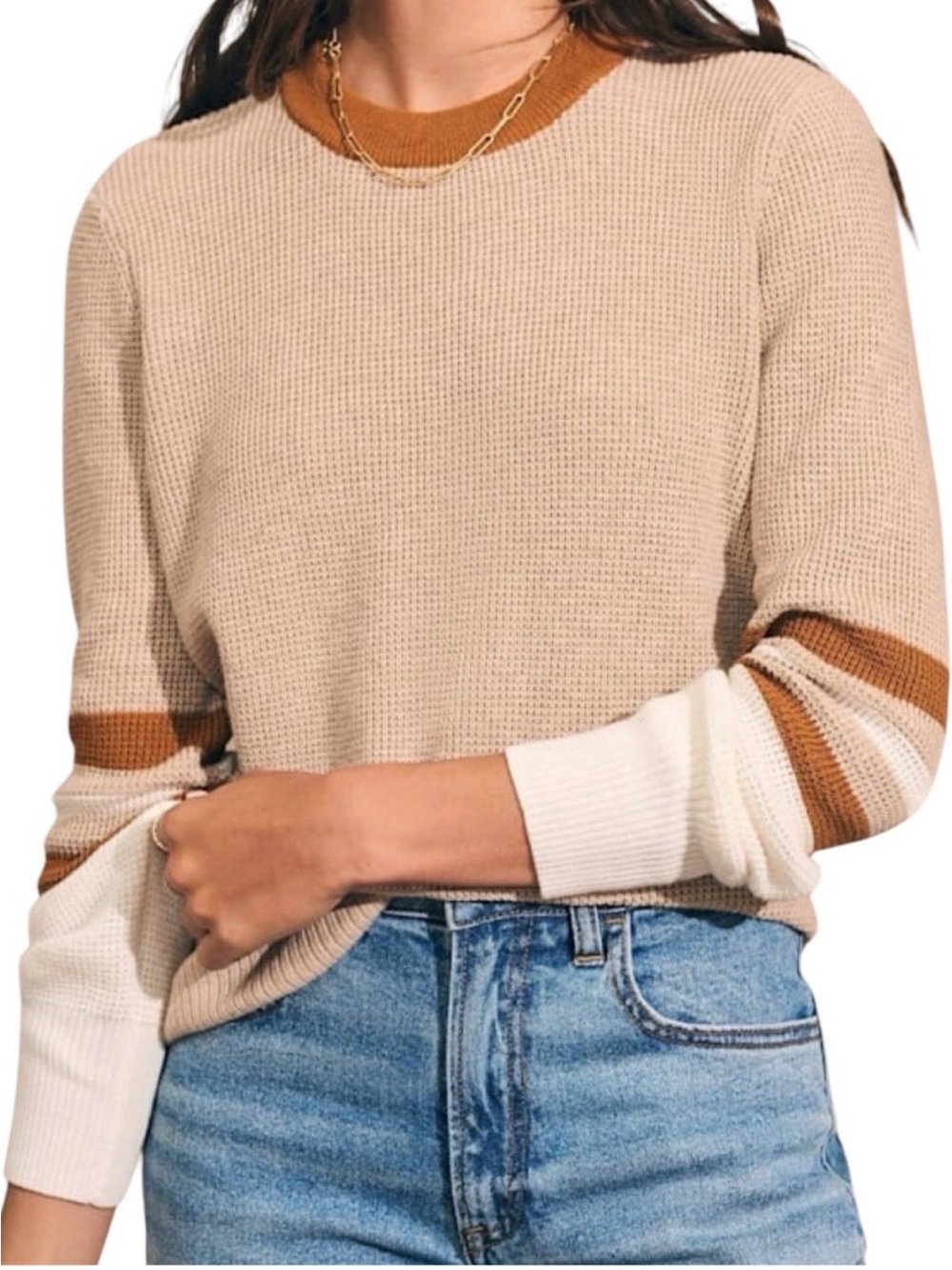 Faherty Throwback Varsity Waffle Knit Sweater